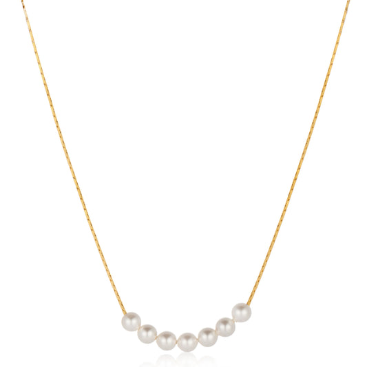 Ajatine gold chain pearl necklace, elegant pearl jewelry
