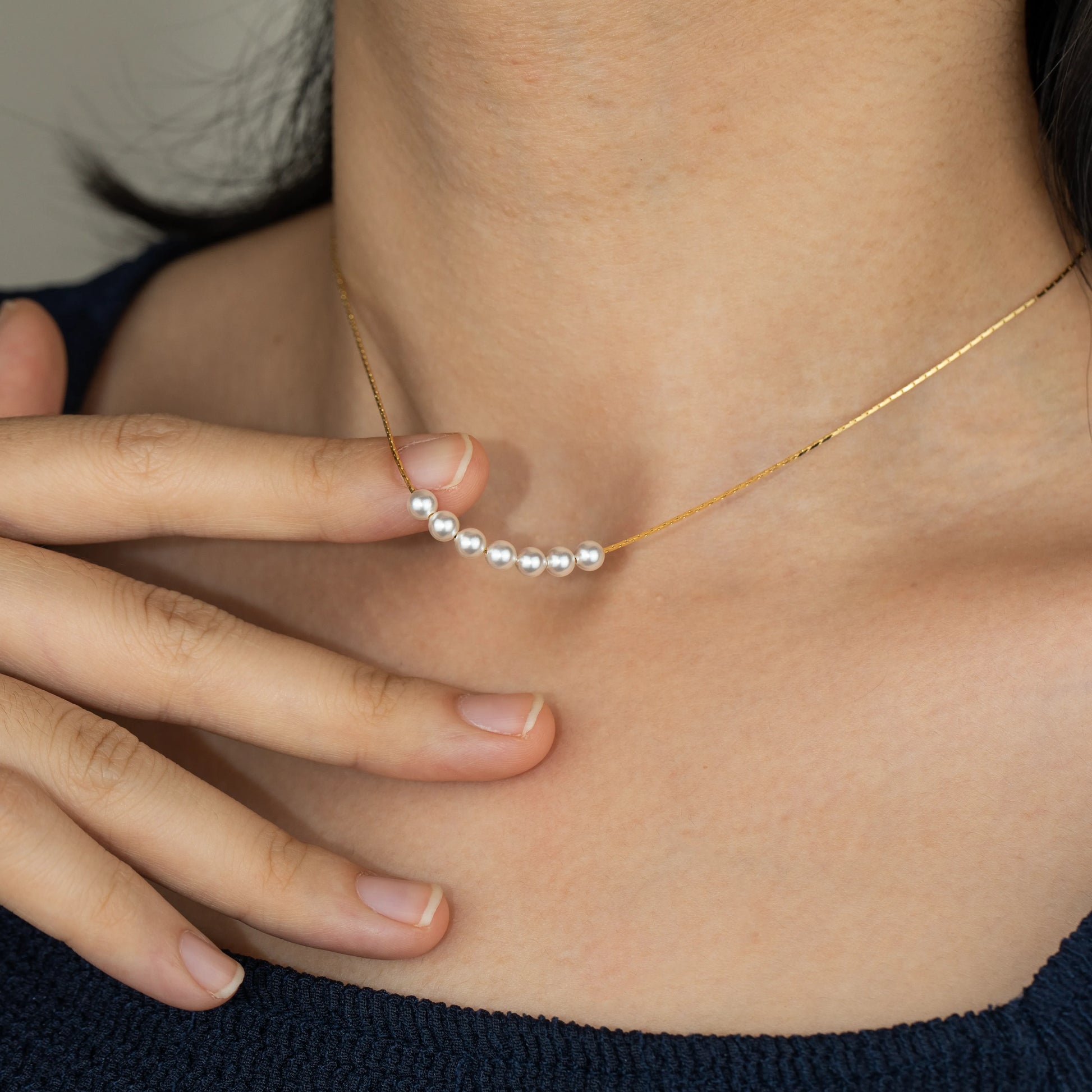 Ajatine gold chain pearl necklace, elegant pearl jewelry