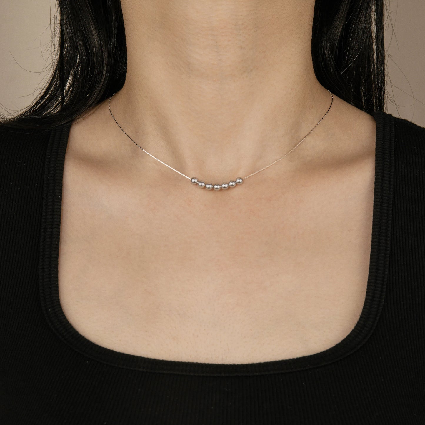 Ajatine silver chain pearl necklace, elegant pearl jewelry