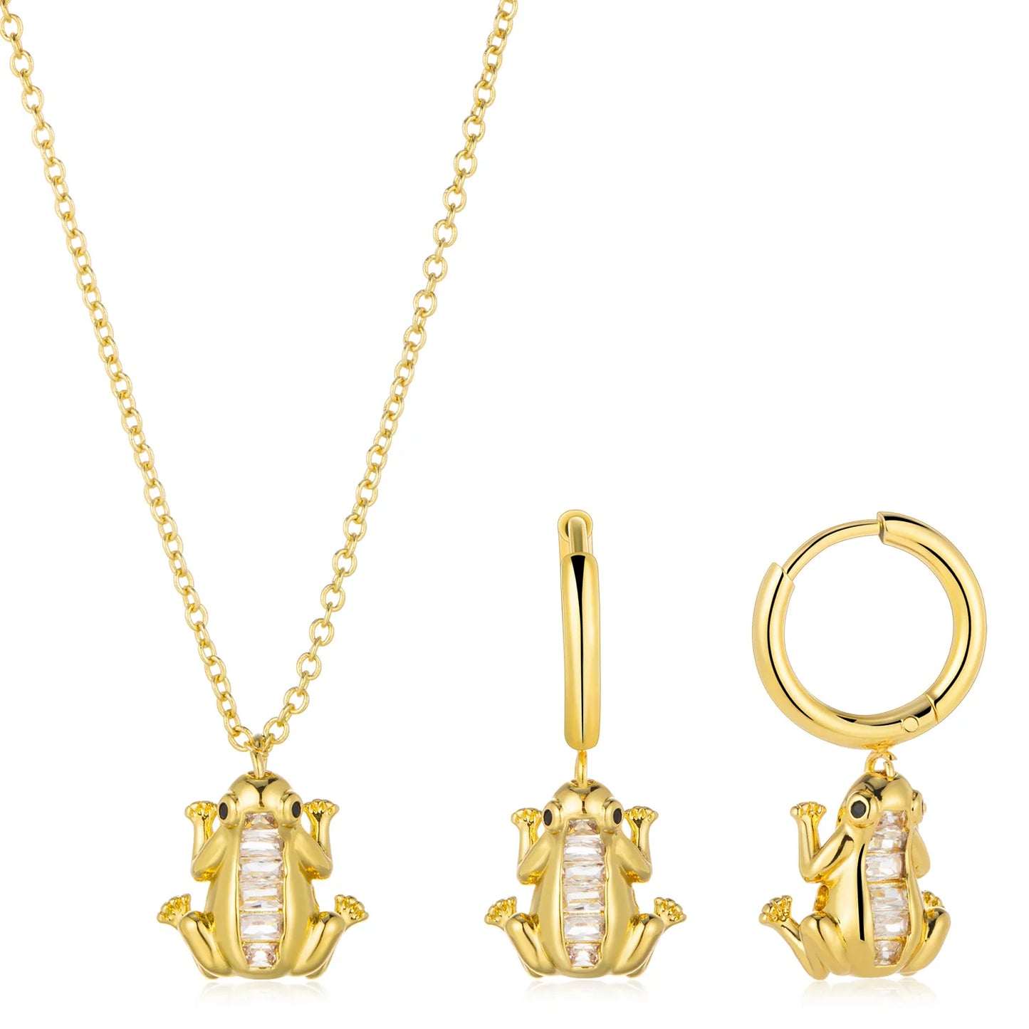 Ajatine frog necklace and earrings set (cute animal accessories)