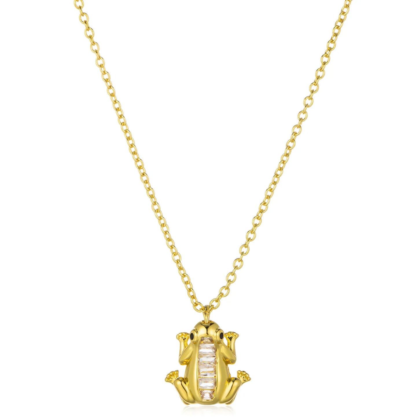 Ajatine cute frog pendant necklace (dainty nature-inspired jewelry)