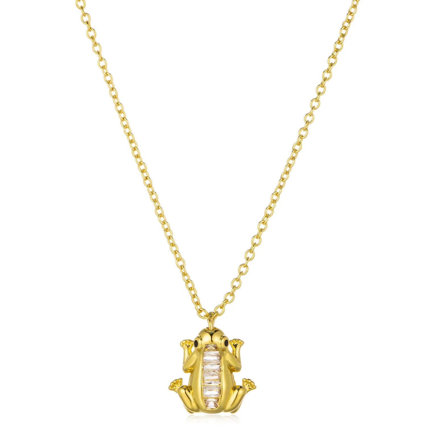 Ajatine cute frog pendant necklace (dainty nature-inspired jewelry)