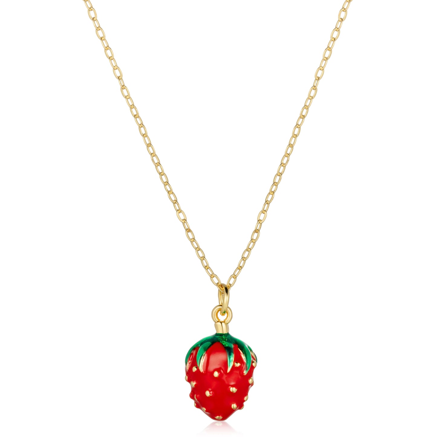Ajatine gold chain strawberry charm necklace