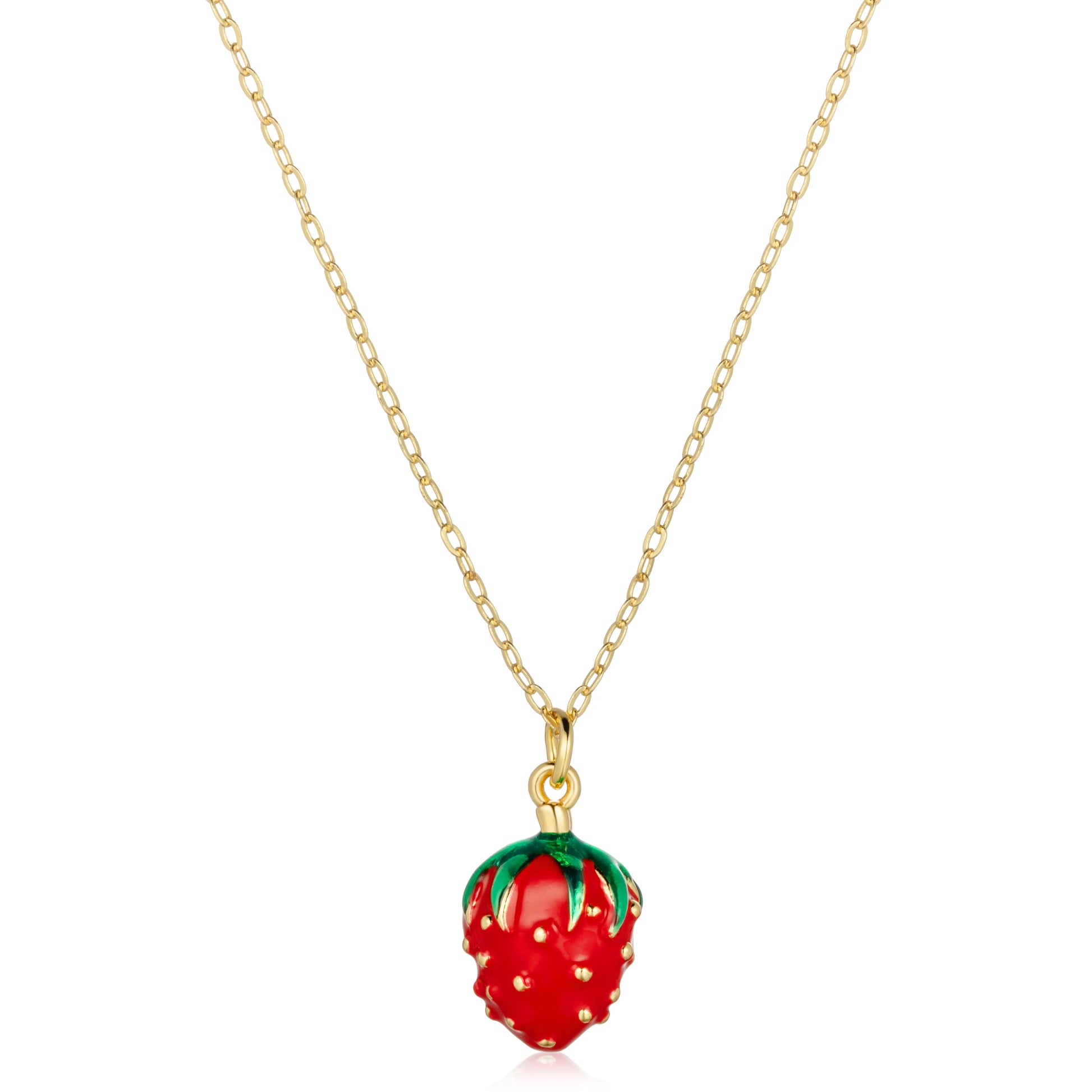 Ajatine gold chain strawberry charm necklace