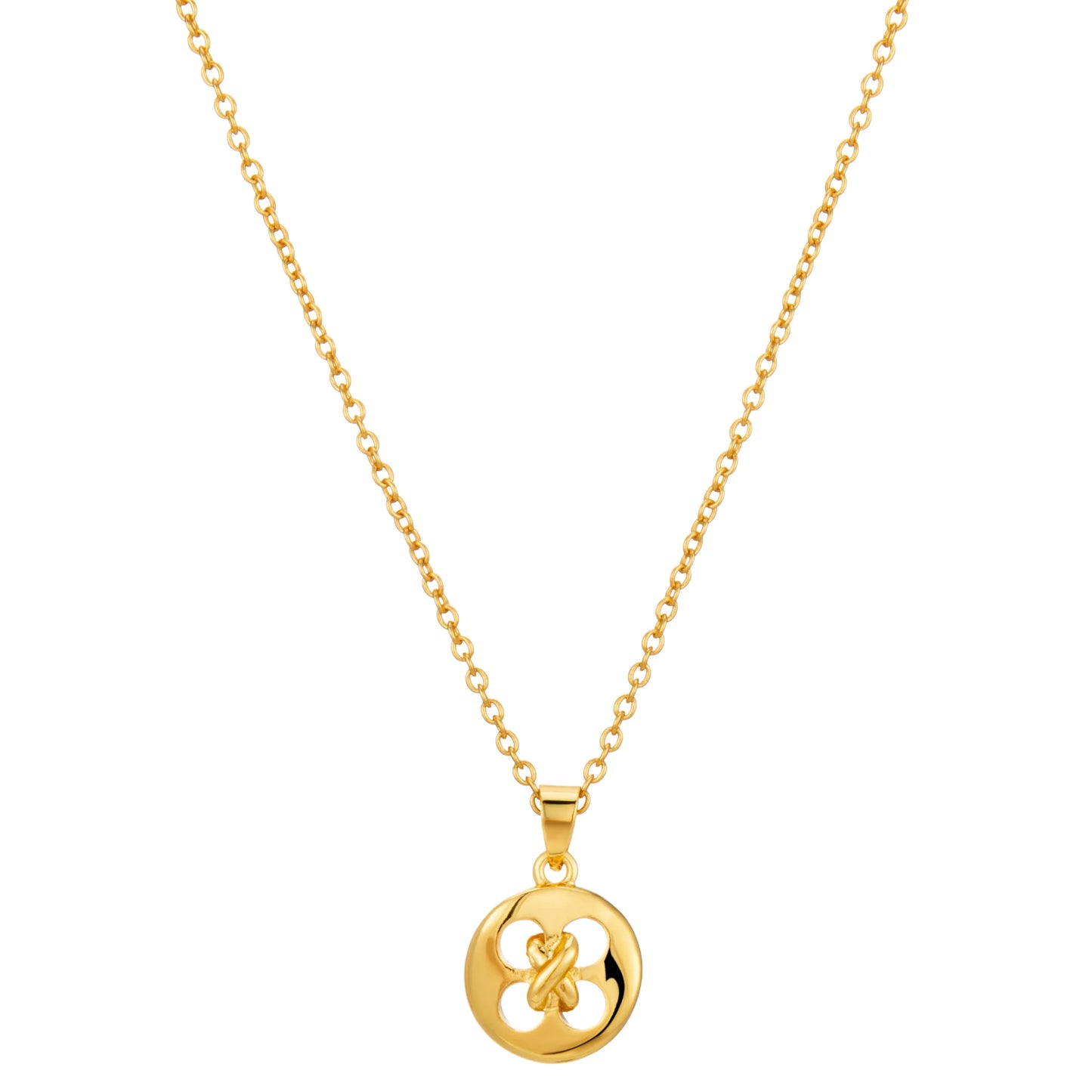 Ajatine Gold Circle Knot Pendant Necklace - Dainty Brass Minimalist for Everyday Wear