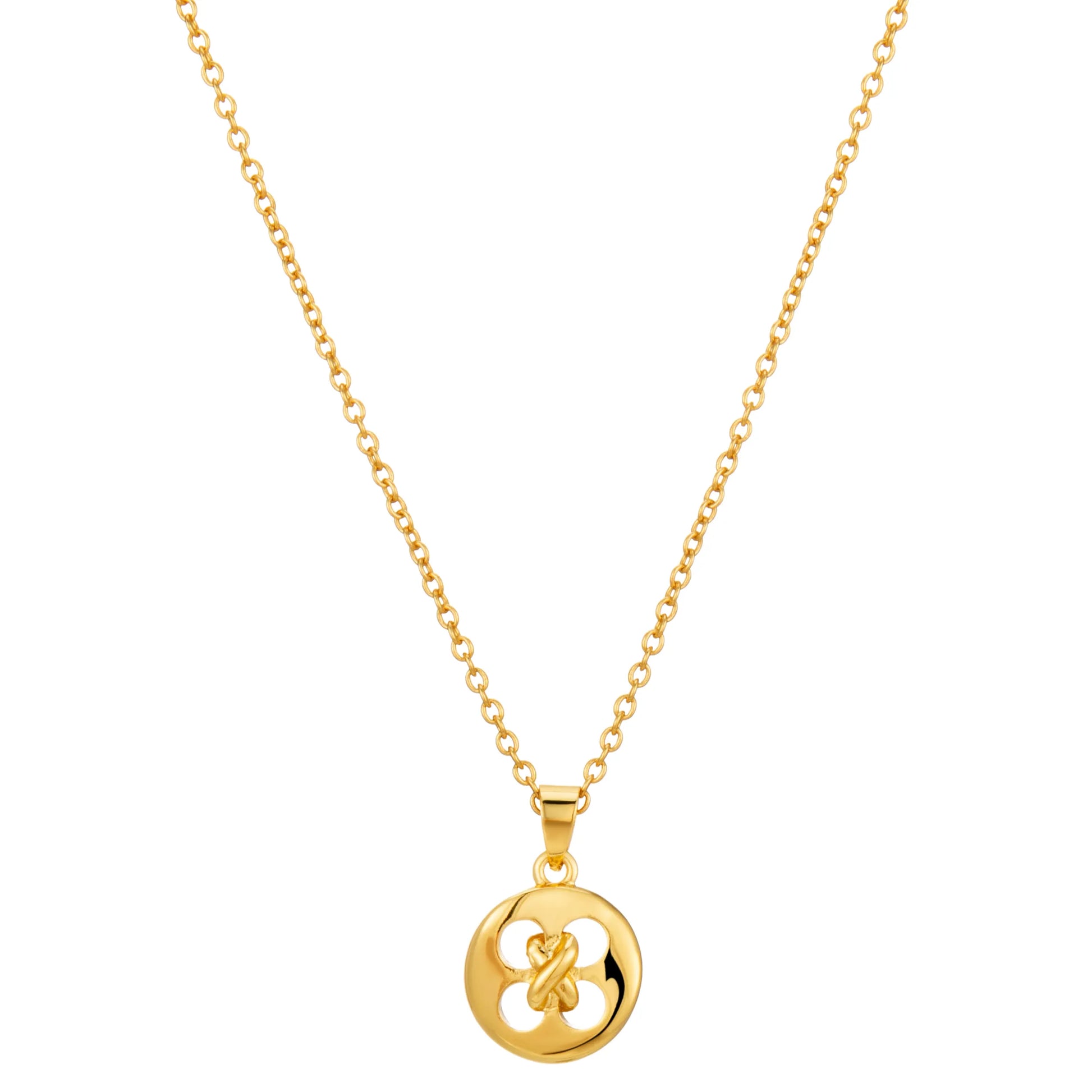 Ajatine Gold Circle Knot Pendant Necklace - Dainty Brass Minimalist for Everyday Wear