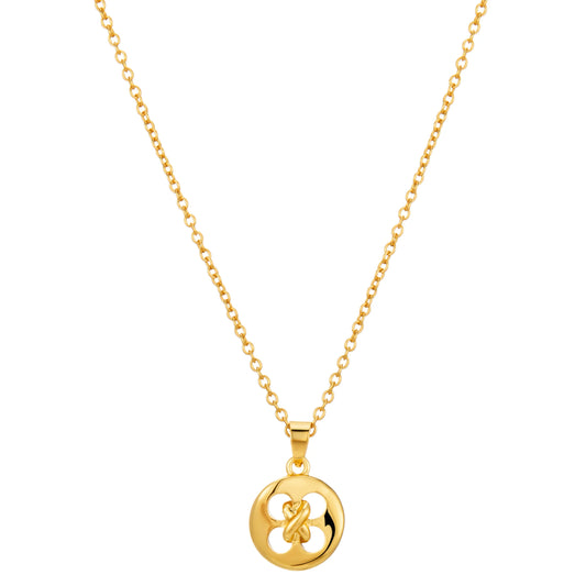 Ajatine Gold Circle Knot Pendant Necklace - Dainty Brass Minimalist for Everyday Wear