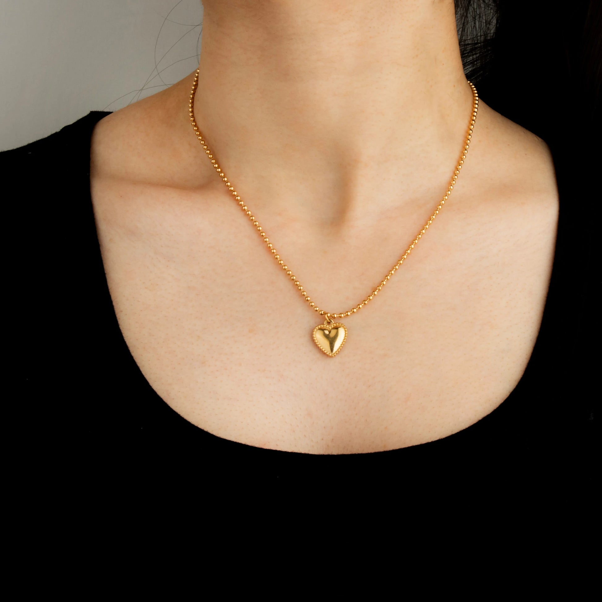 Ajatine gold heart necklace, dainty heart pendant necklace