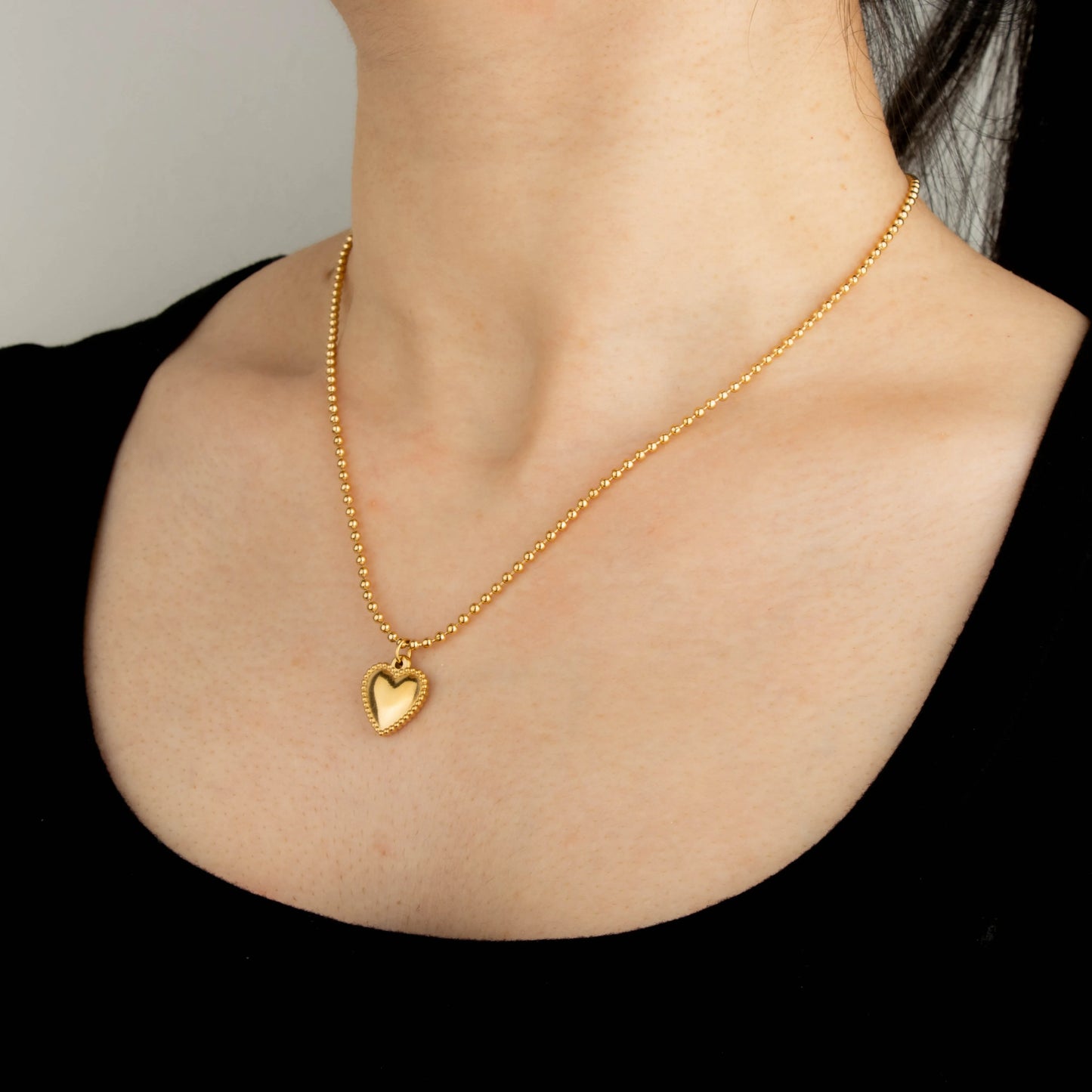 Ajatine gold heart necklace, dainty heart pendant necklace