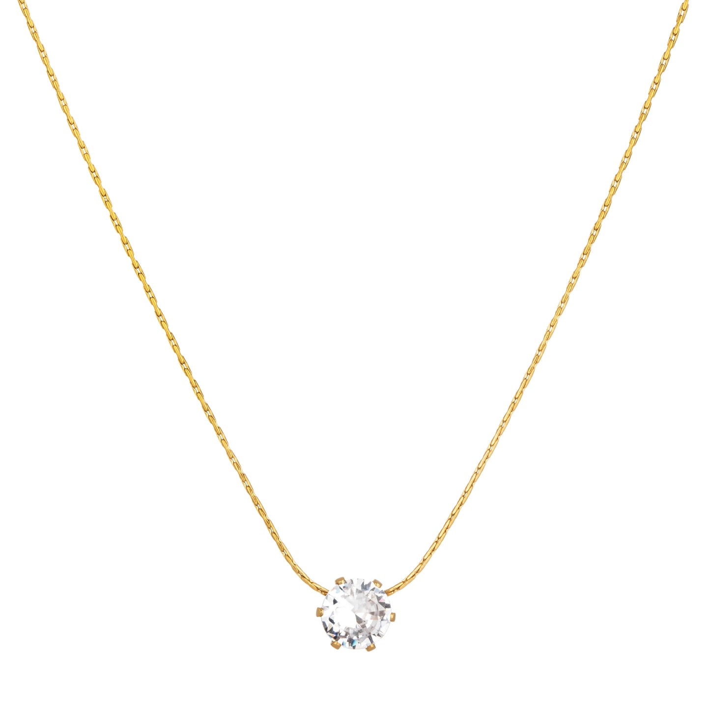 Ajatine gold solitaire cubic zircon pendant necklace, minimalist elegant women's jewelry