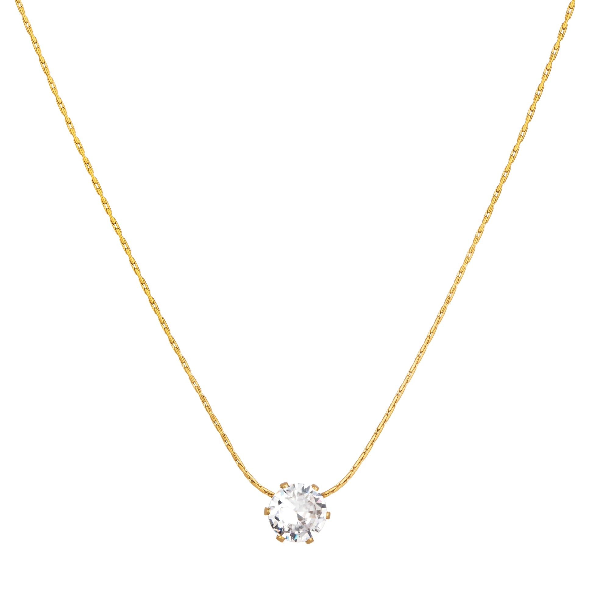 Ajatine gold solitaire cubic zircon pendant necklace, minimalist elegant women's jewelry