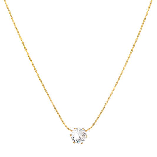 Ajatine gold solitaire cubic zircon pendant necklace, minimalist elegant women's jewelry