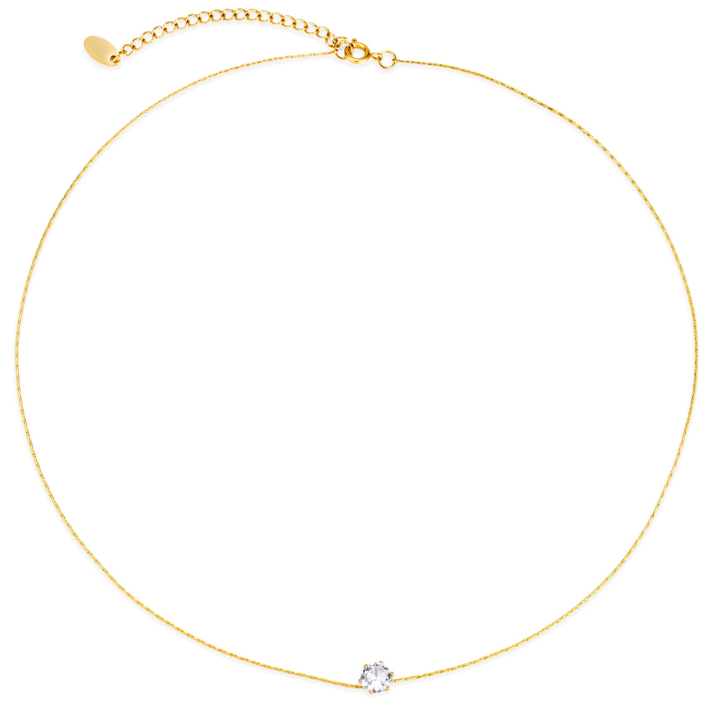 Ajatine gold solitaire cubic zircon pendant necklace, minimalist elegant women's jewelry