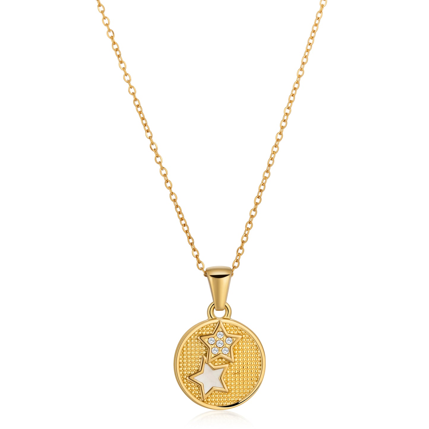 Ajatine gold star pendant necklace with zircon stars