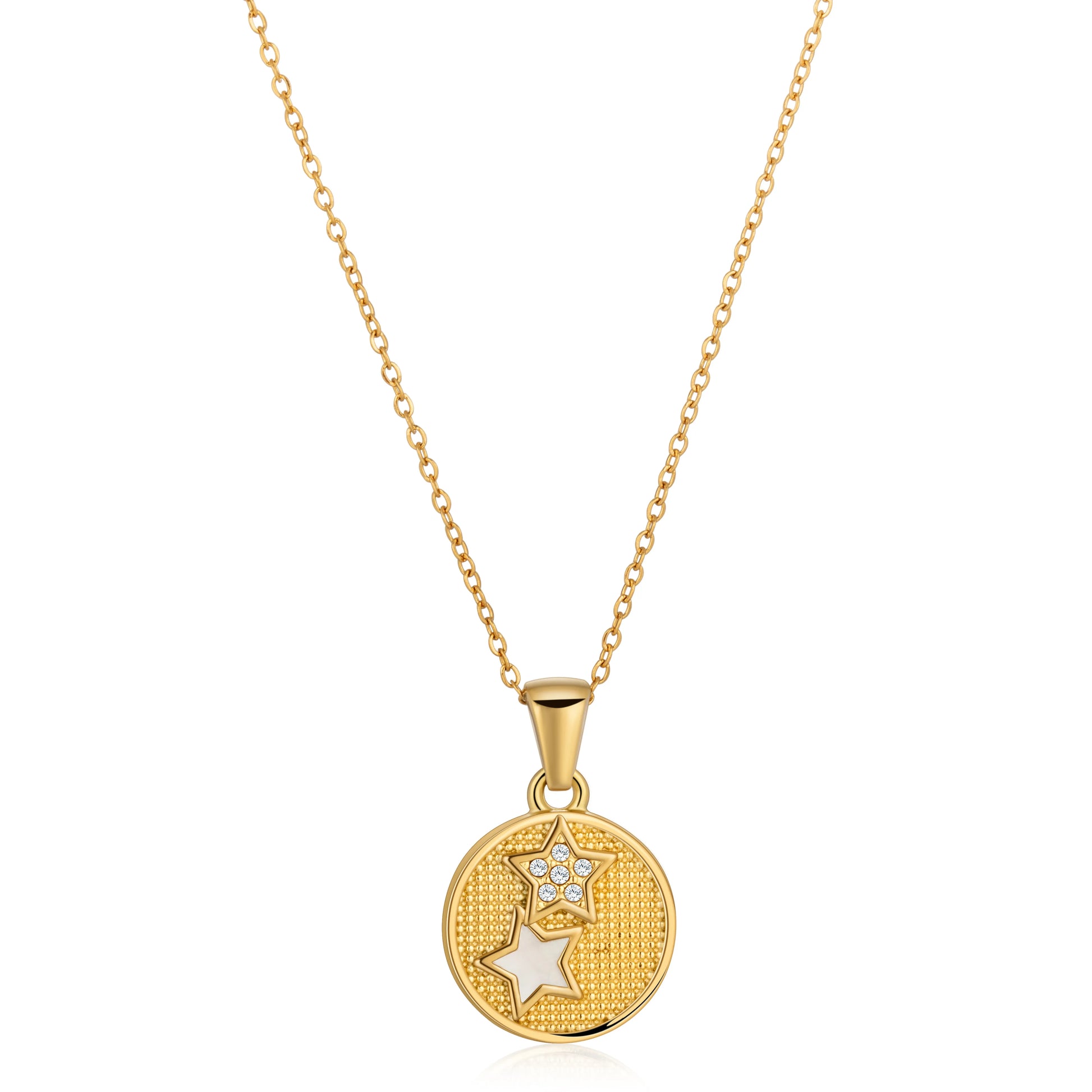 Ajatine gold star pendant necklace with zircon stars