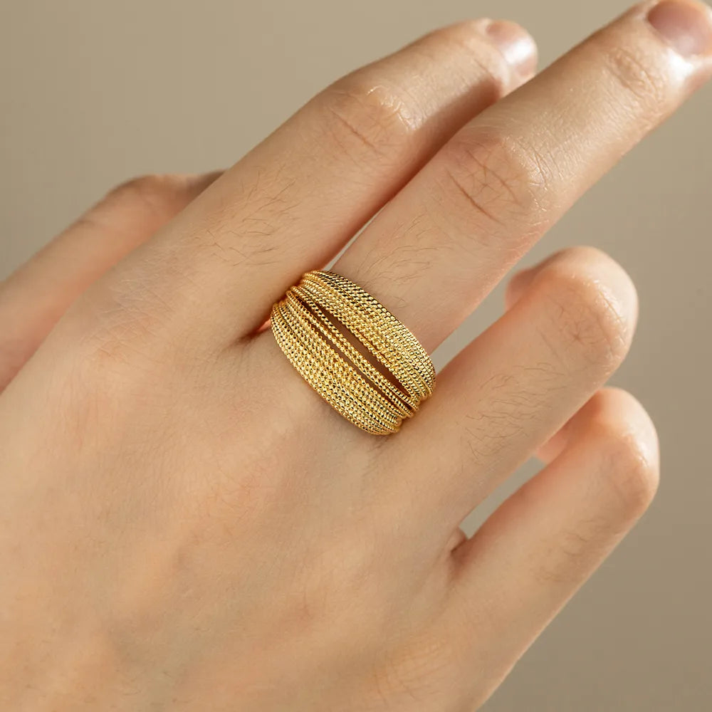 Ajatine gold statement open ring, bold vintage-inspired elegant jewelry for women