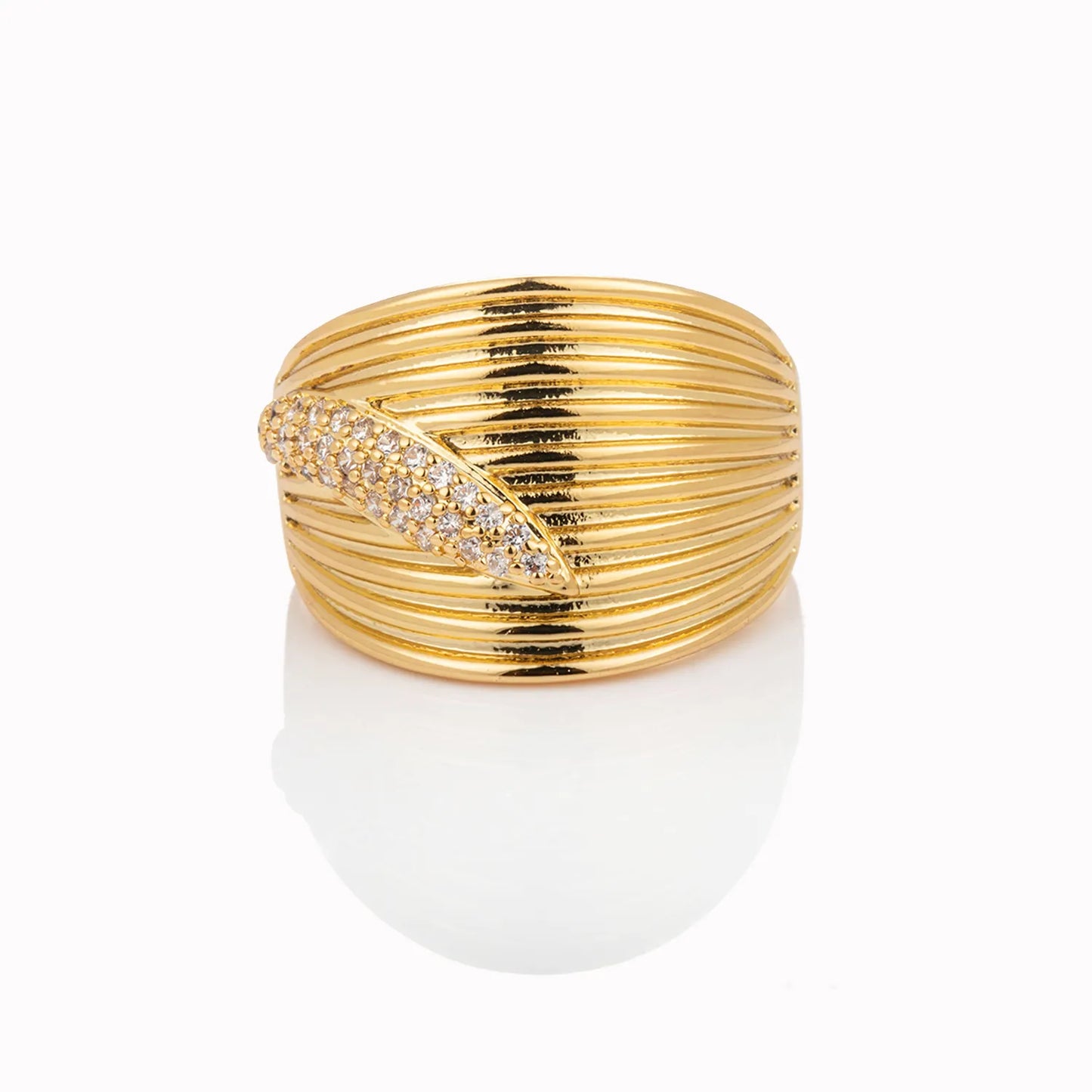 Ajatine gold statement open ring, bold vintage-inspired elegant jewelry for women