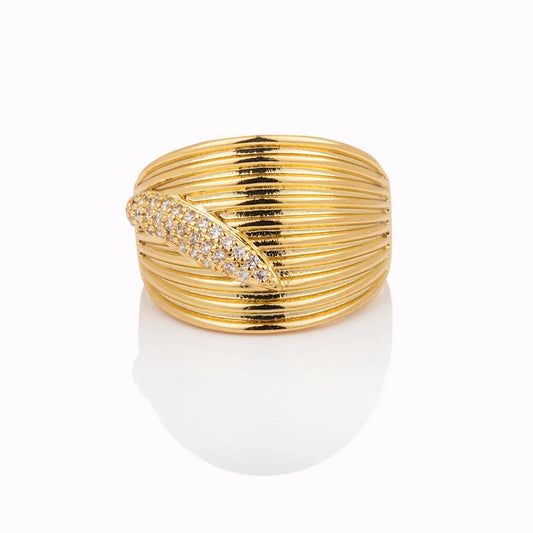 Ajatine gold statement open ring, bold vintage-inspired elegant jewelry for women