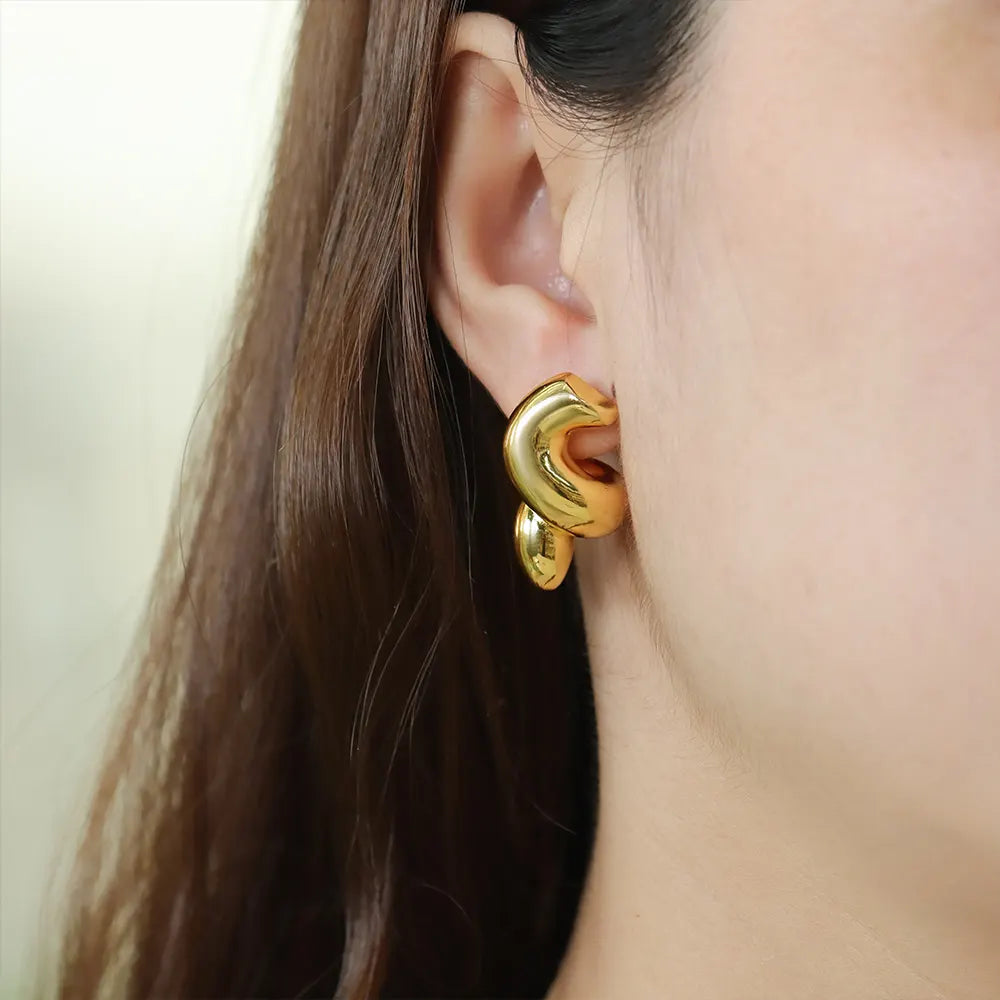 Ajatine Gold Tone Corkscrew Earrings for Women