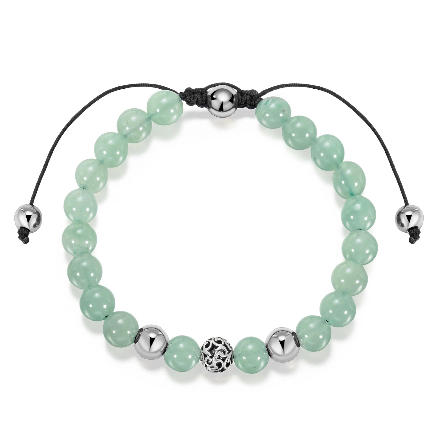 Ajatine green stone beaded bracelet, adjustable boho jewelry
