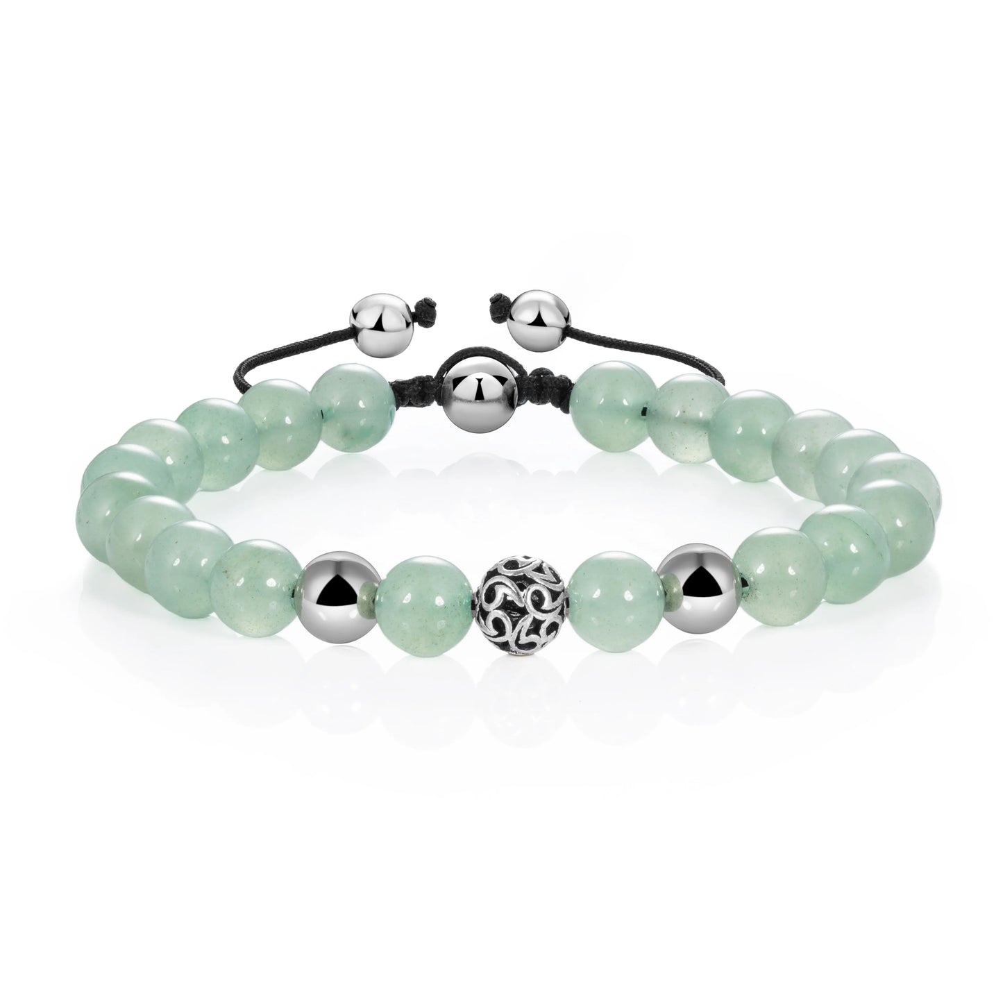 Ajatine green stone beaded bracelet, adjustable boho jewelry