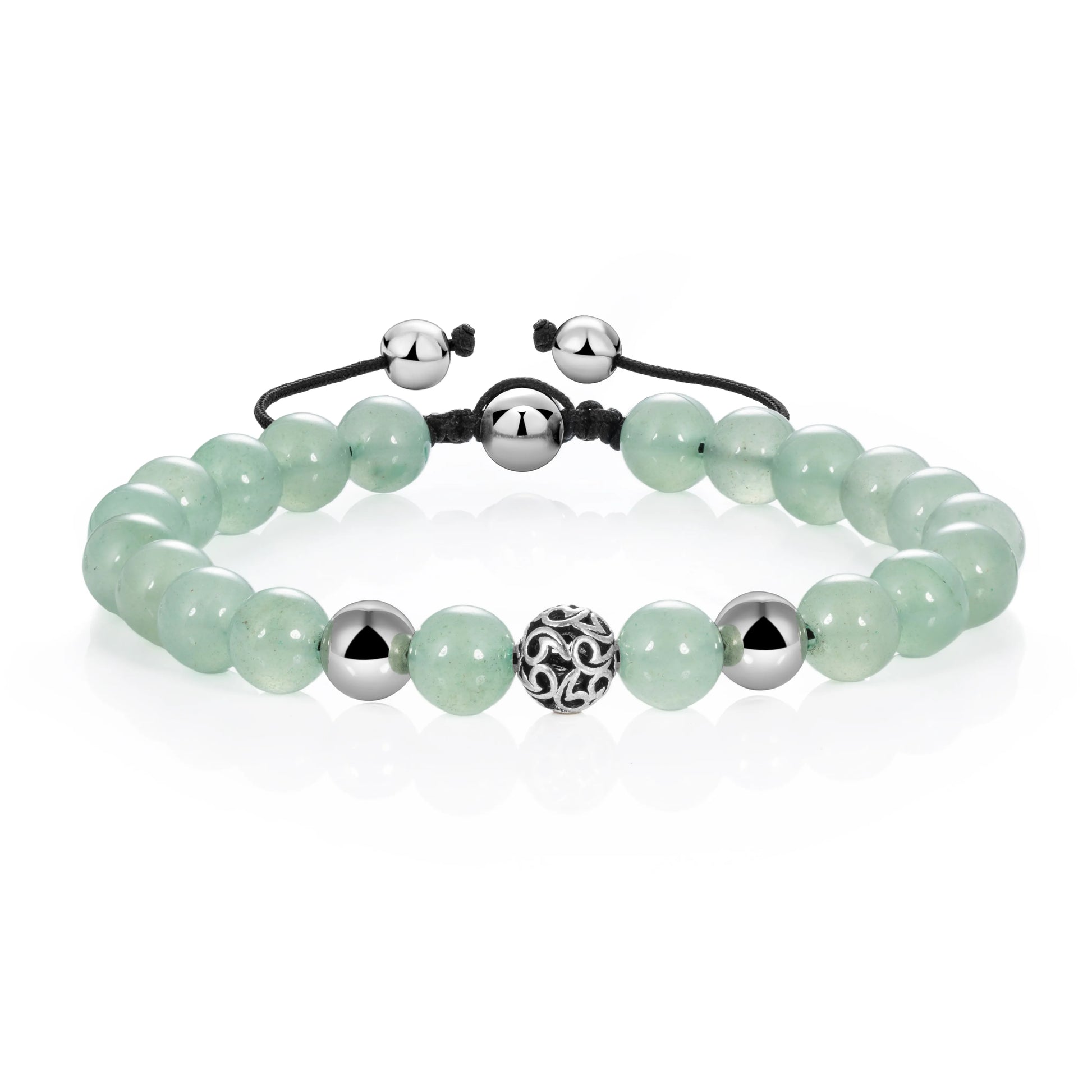 Ajatine green stone beaded bracelet, adjustable boho jewelry