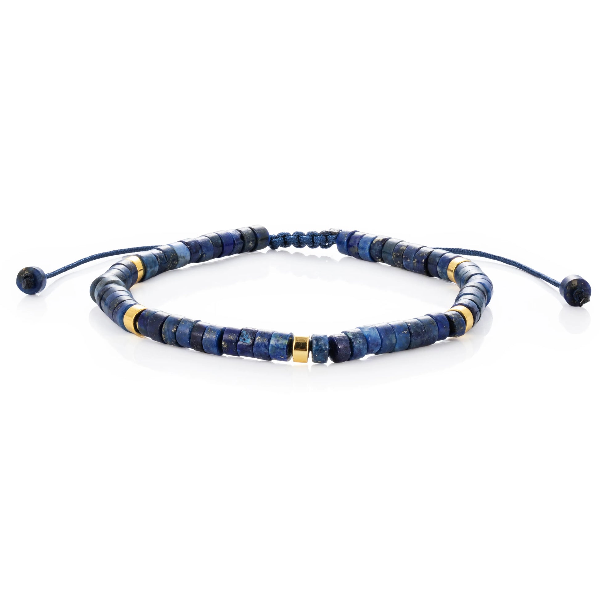 Ajatine lapis stone beaded bracelet, adjustable bohemian jewelry
