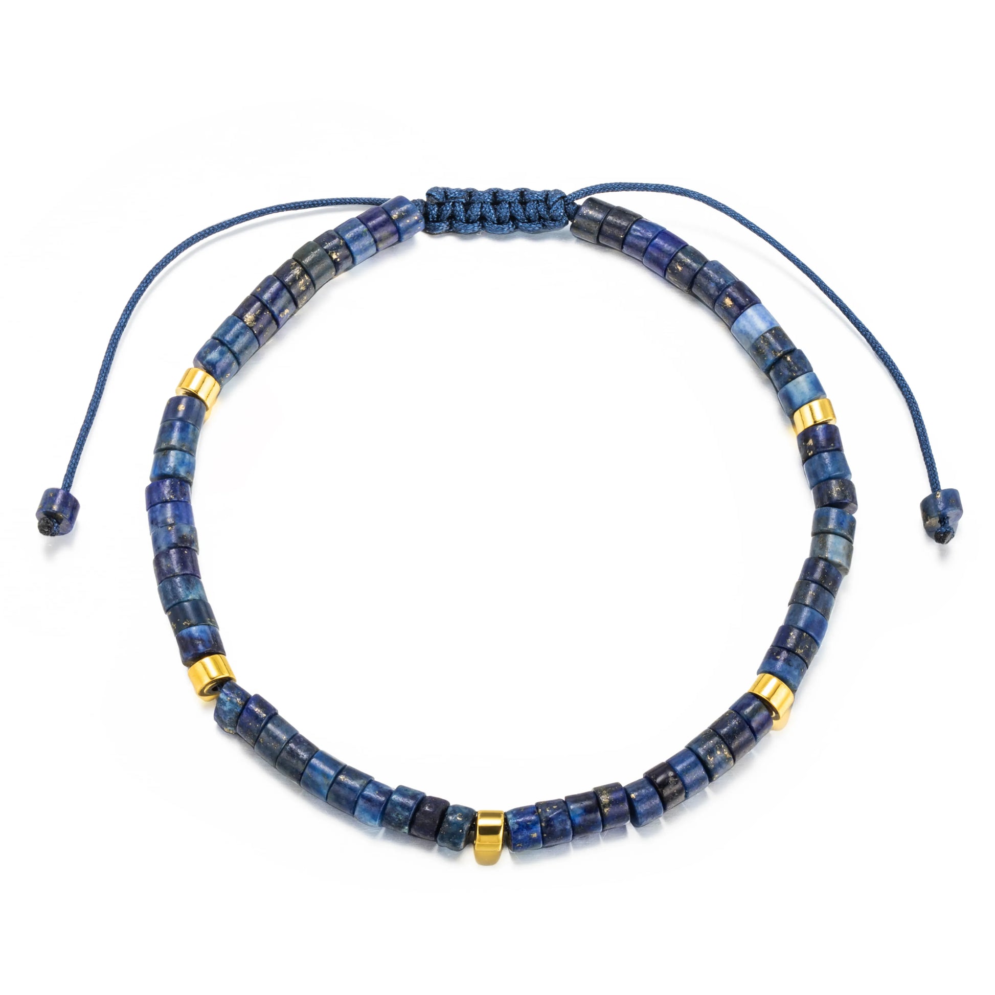 Ajatine lapis stone beaded bracelet, adjustable bohemian jewelry