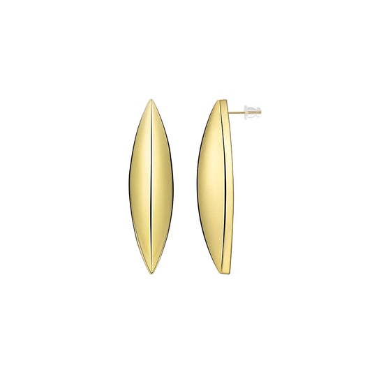 Ajatine 14K gold plated leaf shaped minimalist stud earrings for women