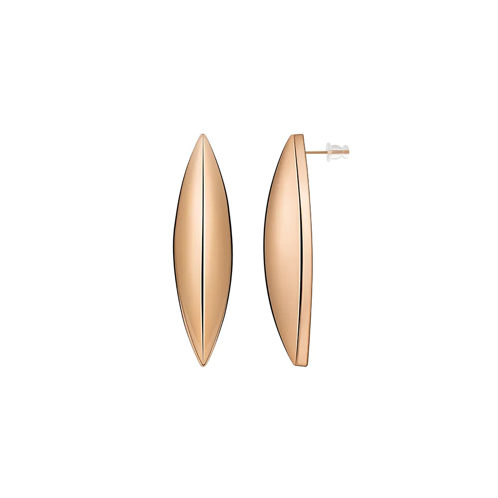Ajatine rose gold plated leaf shaped minimalist stud earrings for women