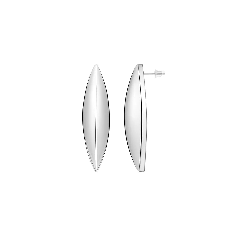 Ajatine silver plated leaf shaped minimalist stud earrings for women