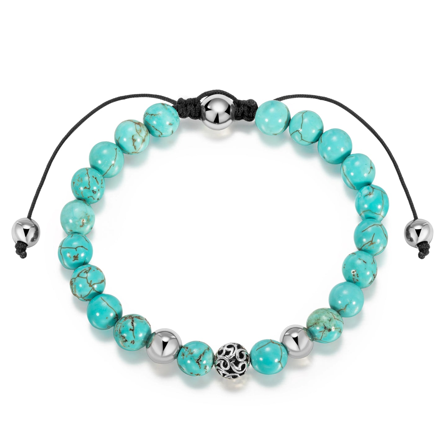 Ajatine light blue stone beaded bracelet, adjustable boho jewelry