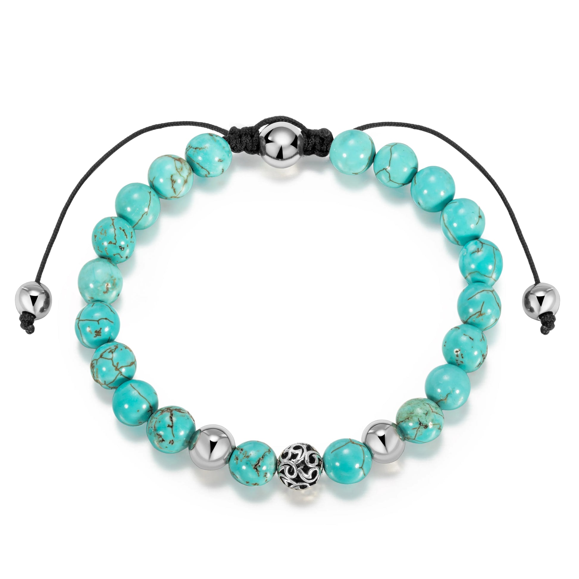Ajatine light blue stone beaded bracelet, adjustable boho jewelry