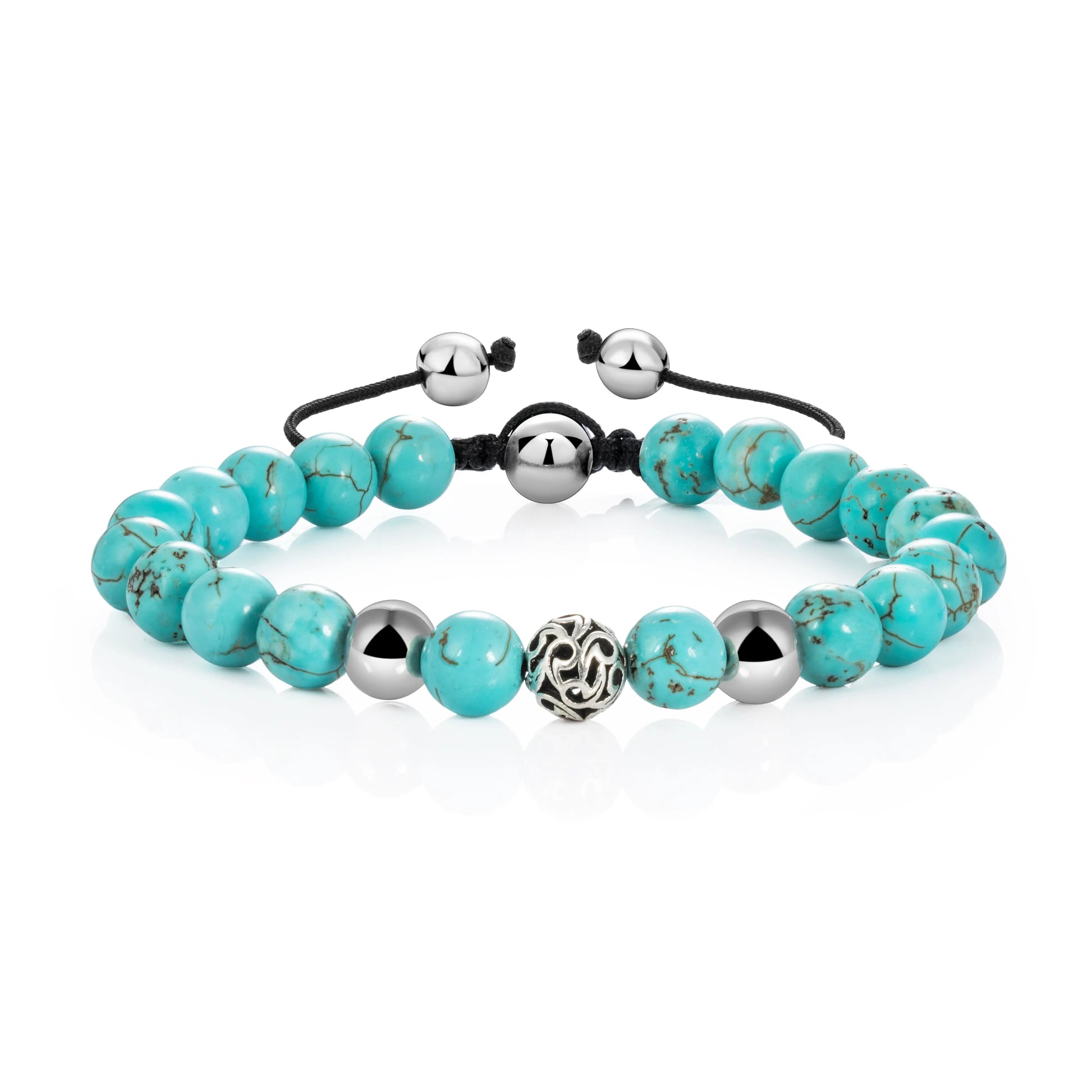 Ajatine light blue stone beaded bracelet, adjustable boho jewelry