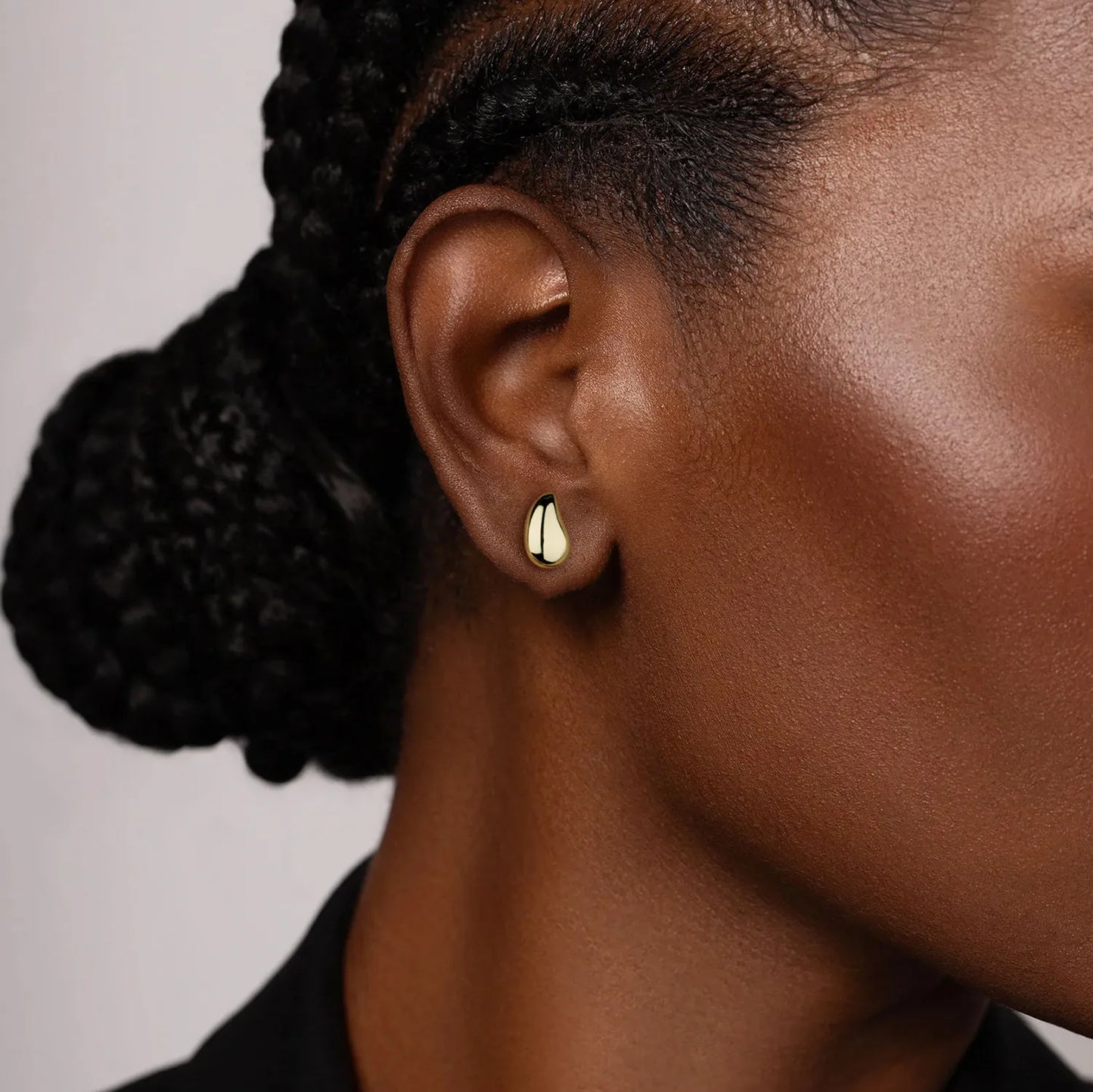Ajatine minimalist teardrop stud earrings, gold sleek design, daily wear office casual