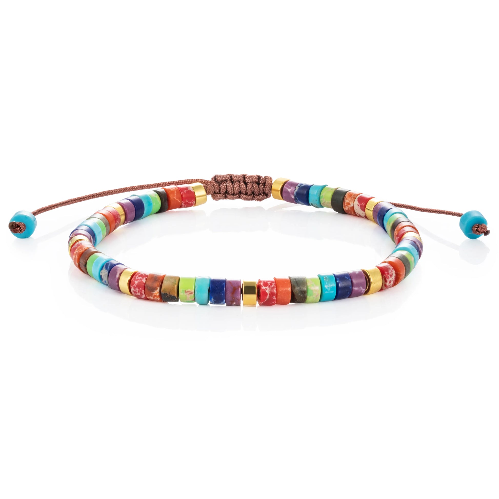 Ajatine multi color stone beaded bracelet, adjustable bohemian jewelry