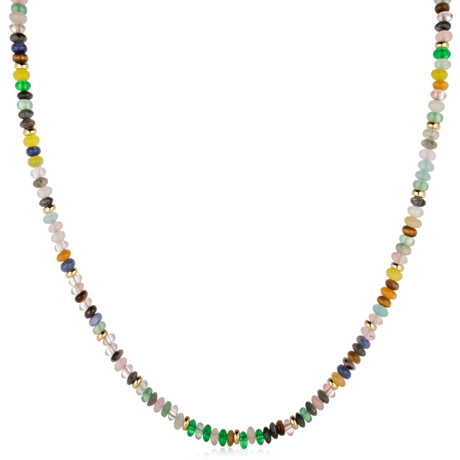 Ajatine colorful beaded statement necklace with multicolor gemstones