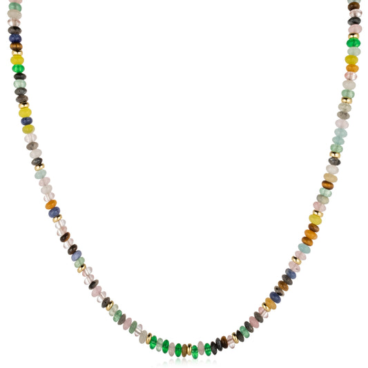 Ajatine colorful beaded statement necklace with multicolor gemstones