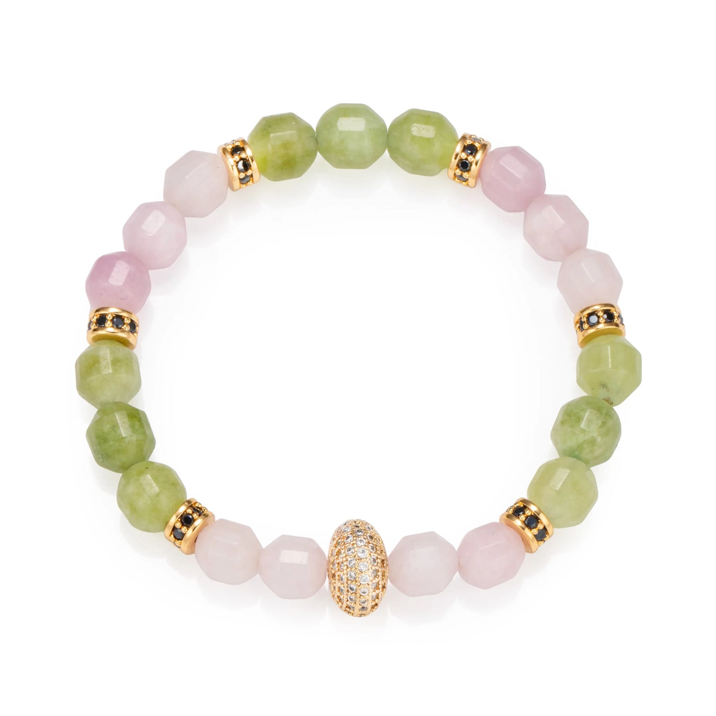 Ajatine natural stone beaded bracelet with gold accent