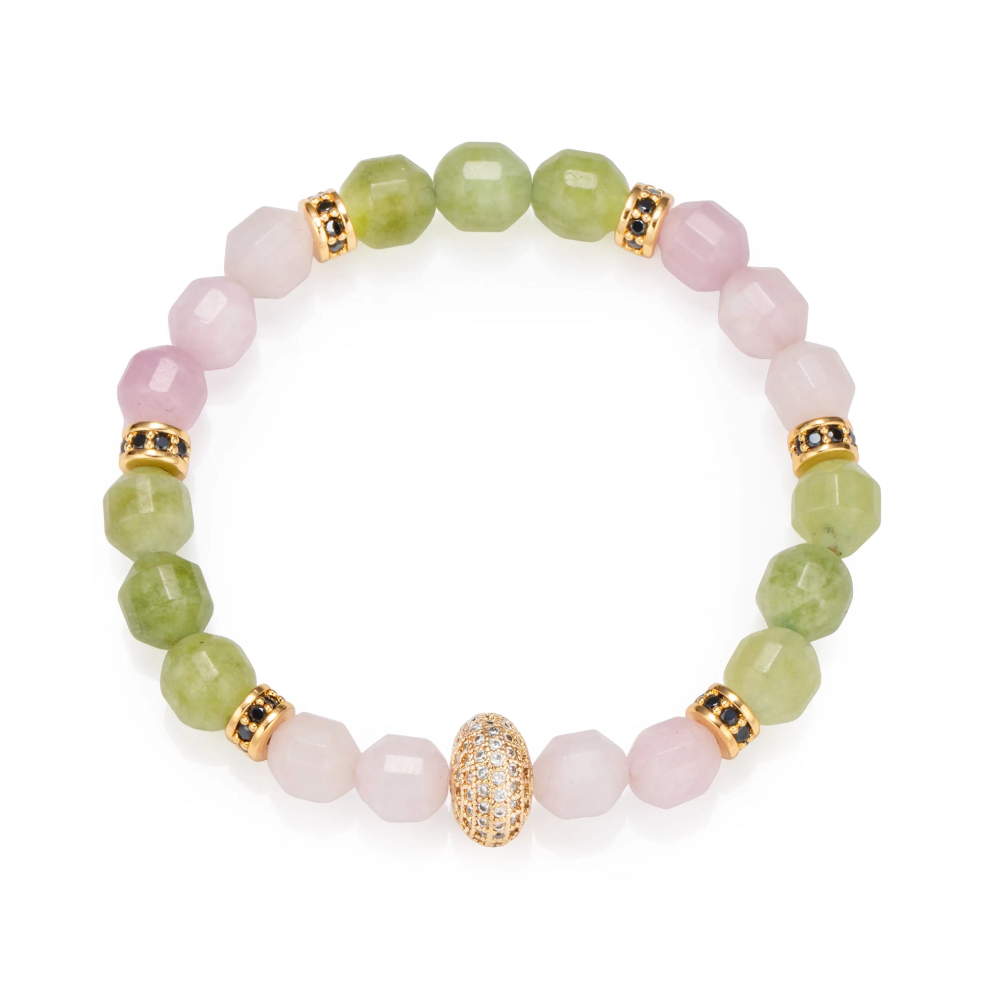 Ajatine natural stone beaded bracelet with gold accent
