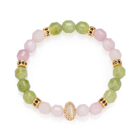 Ajatine natural stone beaded bracelet with gold accent