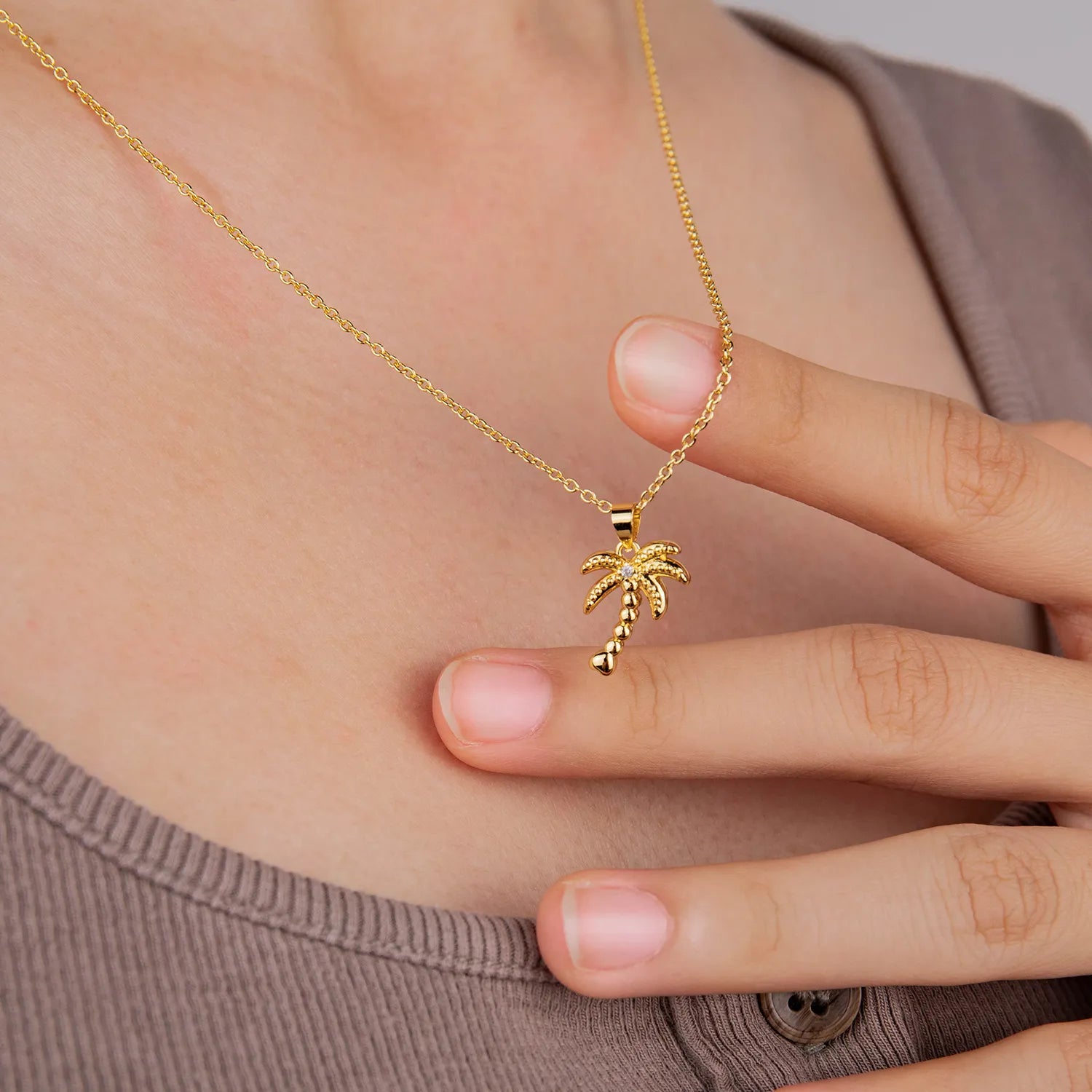 Dainty palm tree necklace - cute tropical vacation accessory