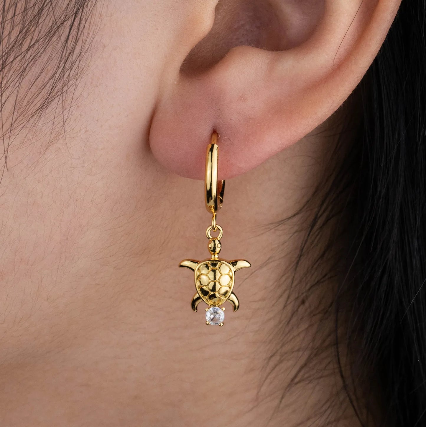 Sea turtle hoop earrings, cute dainty daily jewelry