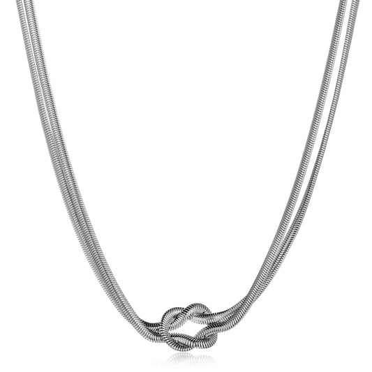 Ajatine silver knot layered snake chain necklace