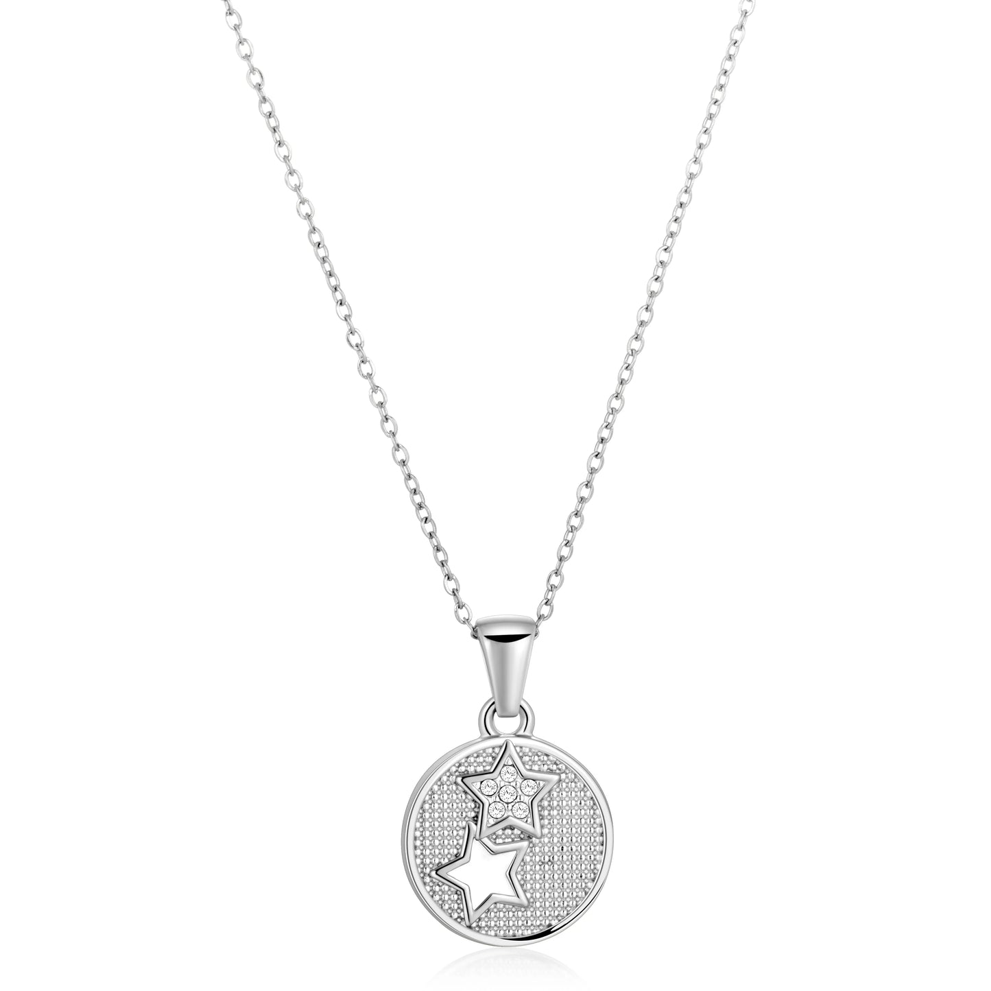 Ajatine silver star pendant necklace with zircon stars