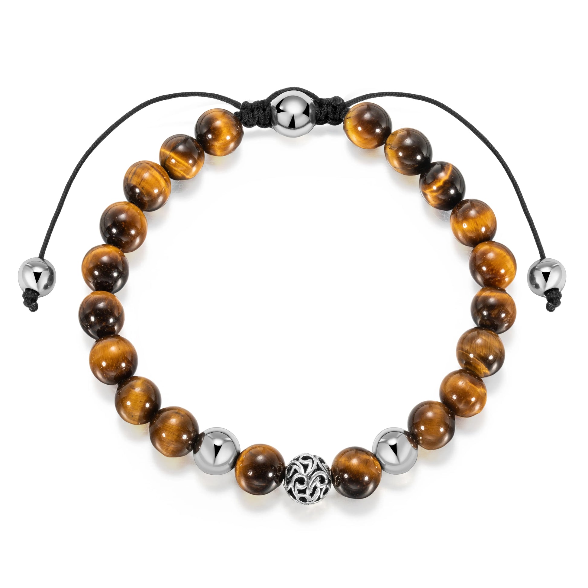 Ajatine tiger eye stone beaded bracelet, adjustable boho jewelry