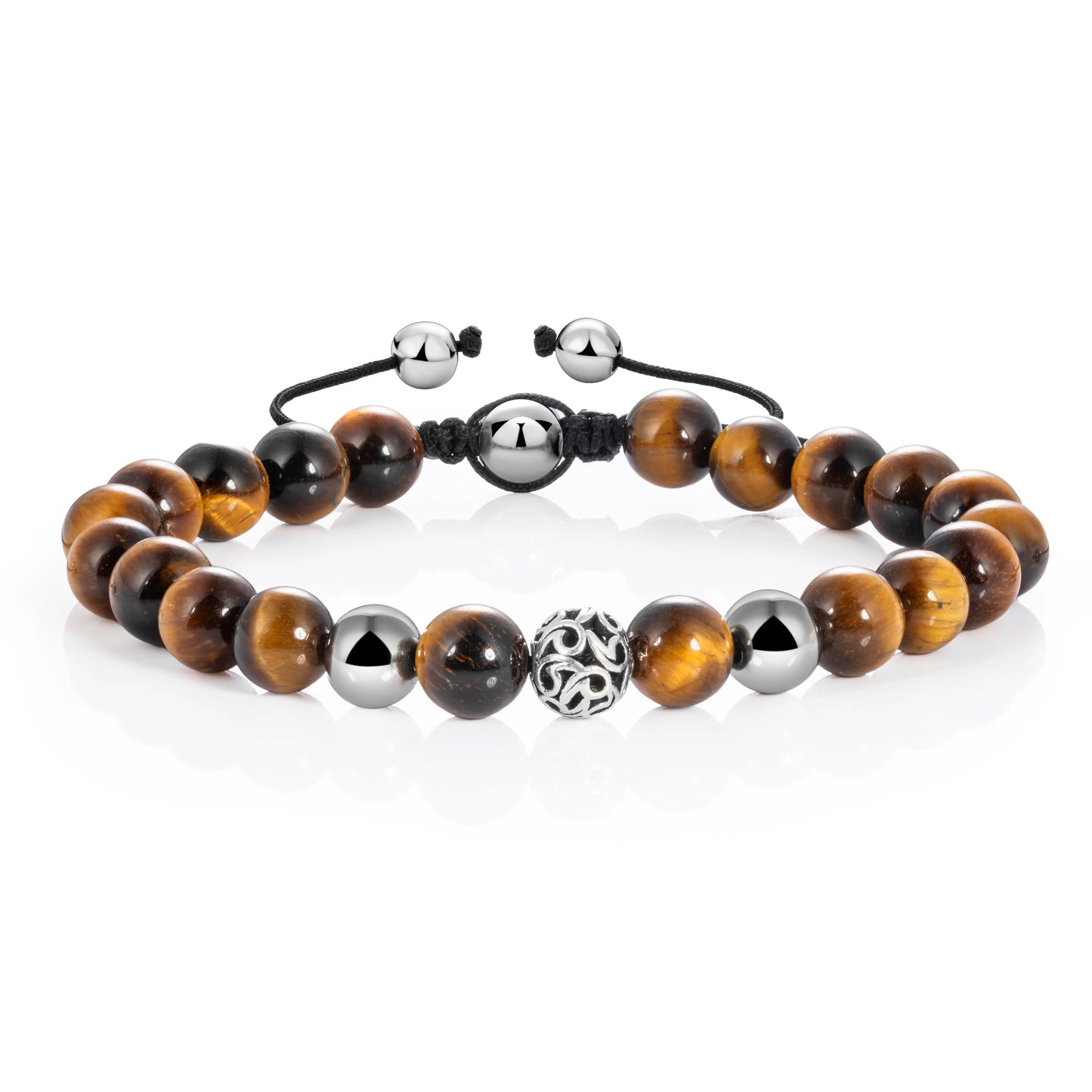 Ajatine tiger eye stone beaded bracelet, adjustable boho jewelry