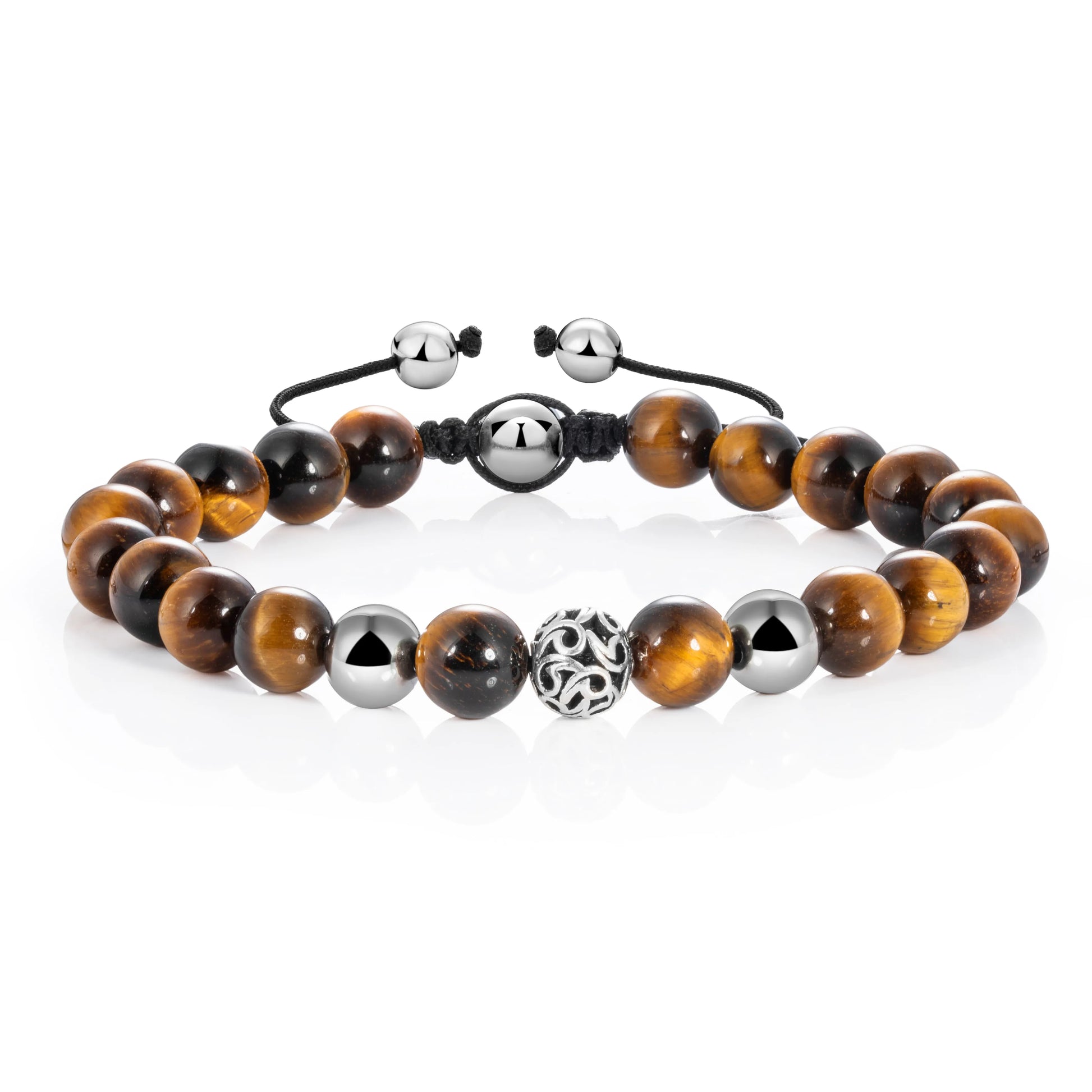 Ajatine tiger eye stone beaded bracelet, adjustable boho jewelry