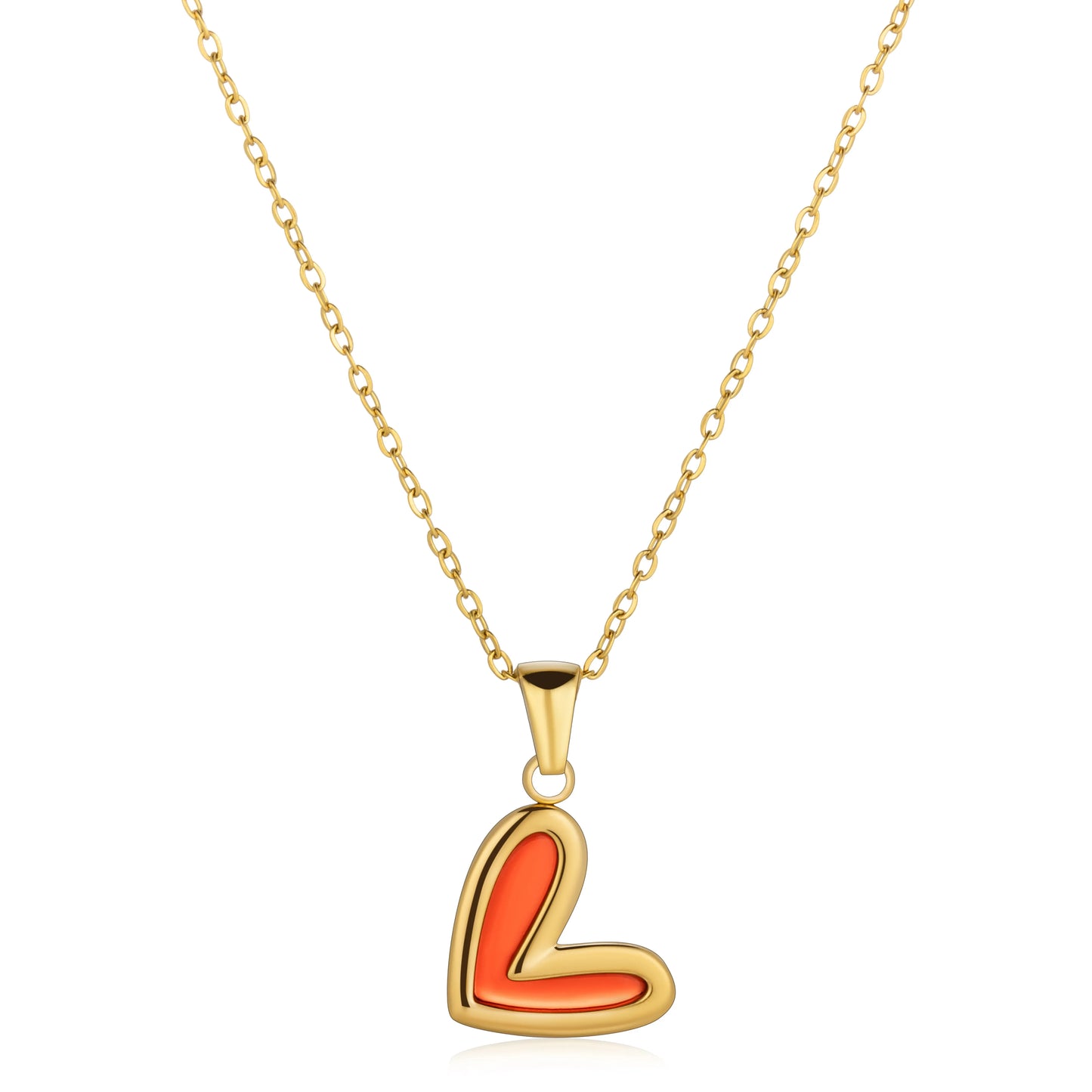 Ajatine gold heart pendant necklace, elegant heart necklace for women