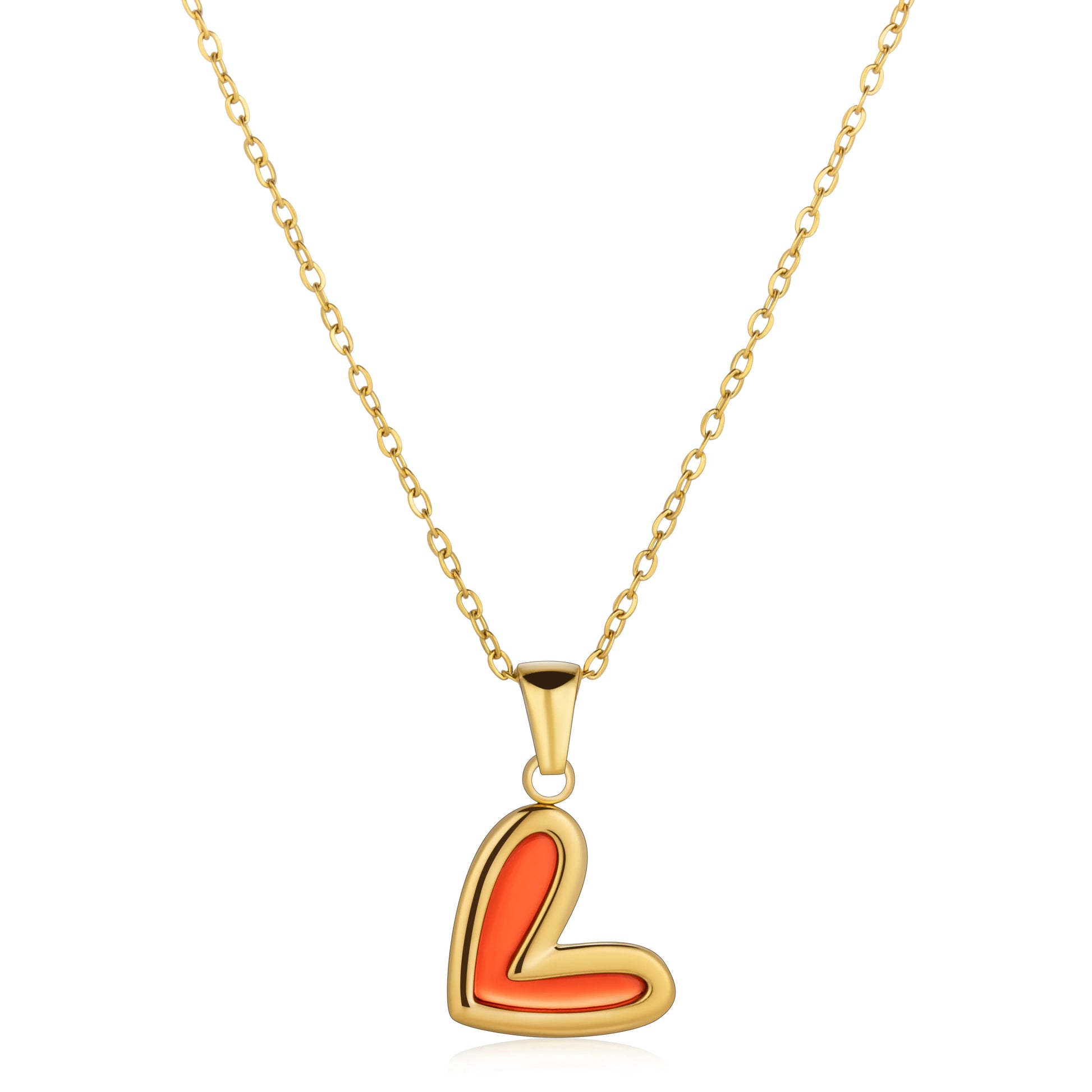Ajatine gold heart pendant necklace, elegant heart necklace for women